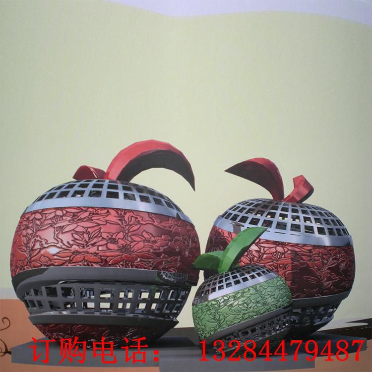 不銹鋼鏤空蘋果雕塑
