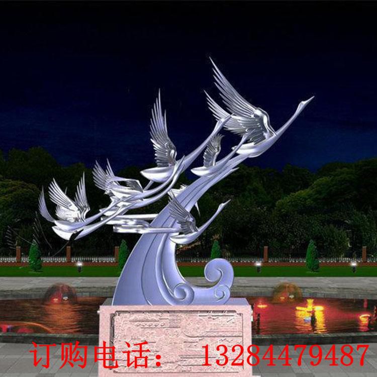 不銹鋼大雁南飛雕塑