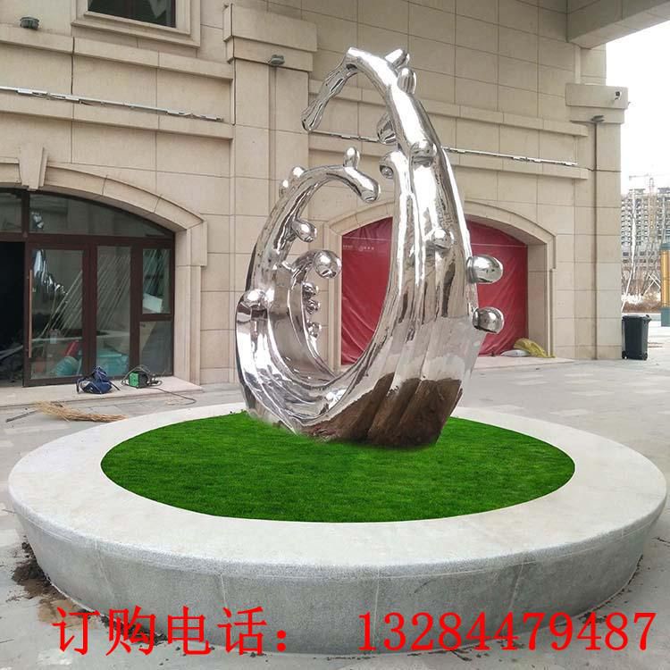 不銹鋼鏡面浪花雕塑