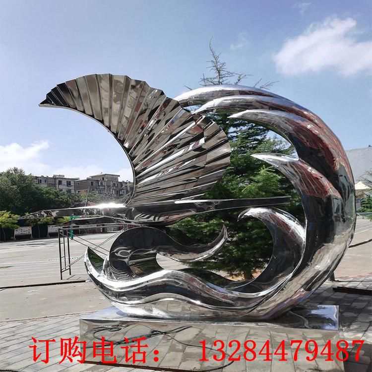 不銹鋼鏡面海浪雕塑