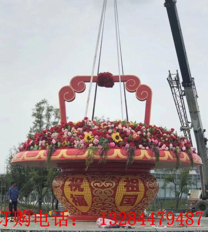 大型不銹鋼花籃雕塑