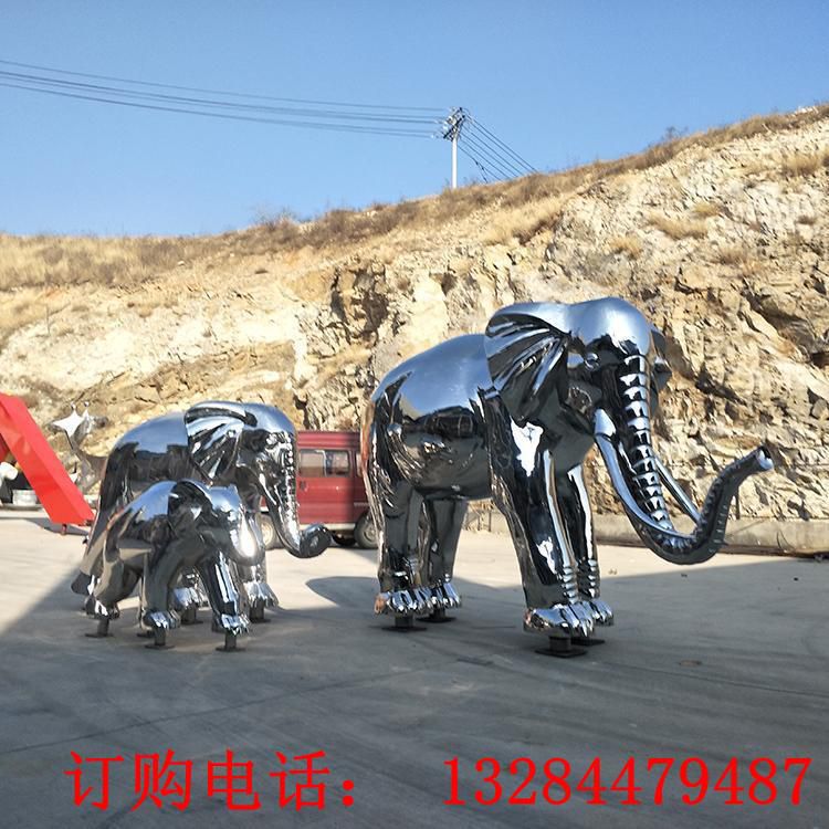 不銹鋼鏡面大象雕塑