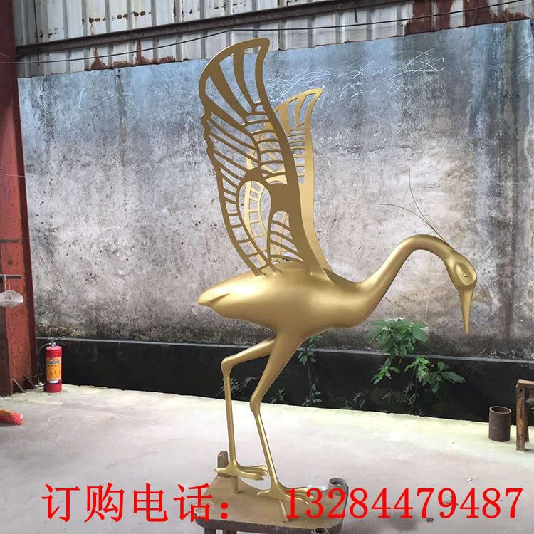不銹鋼古銅色火烈鳥雕塑