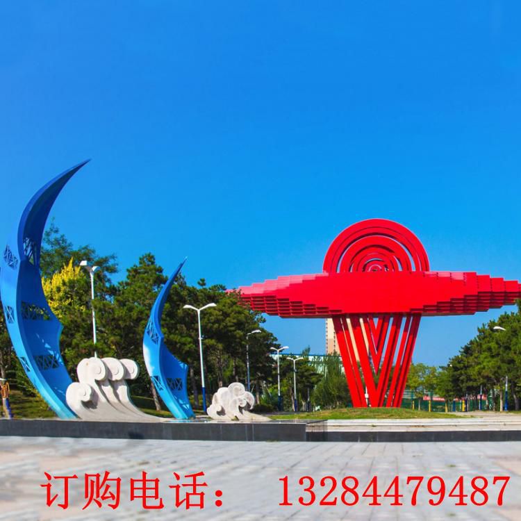 大型不銹鋼帆船海浪雕塑