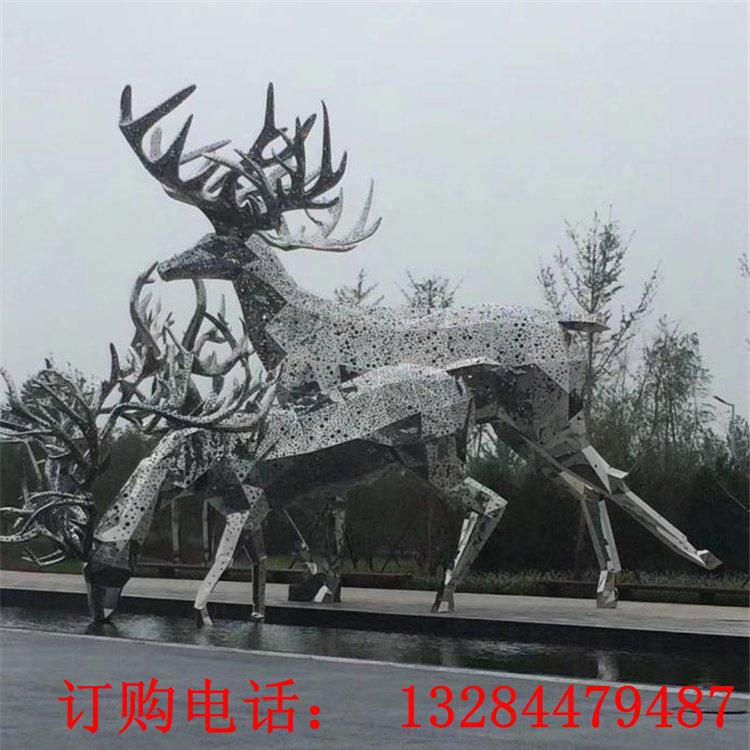 大型不銹鋼麋鹿雕塑
