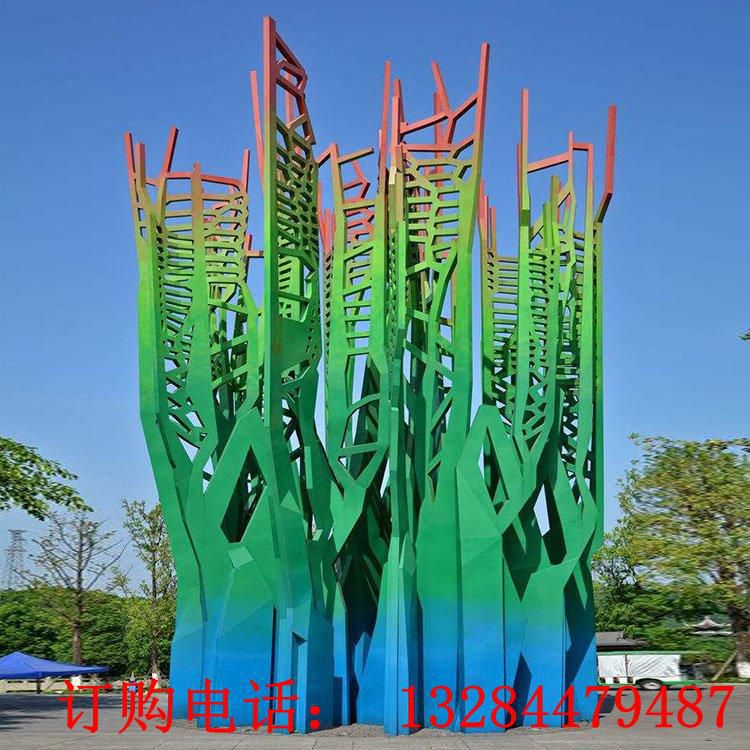 大型不銹鋼彩繪異型樹雕塑
