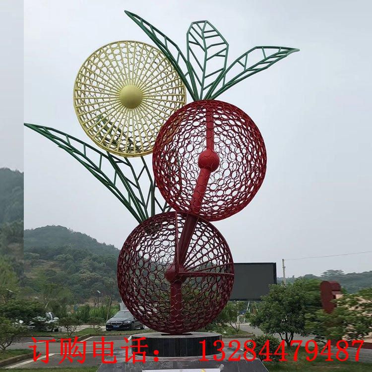 不銹鋼鏤空水果雕塑
