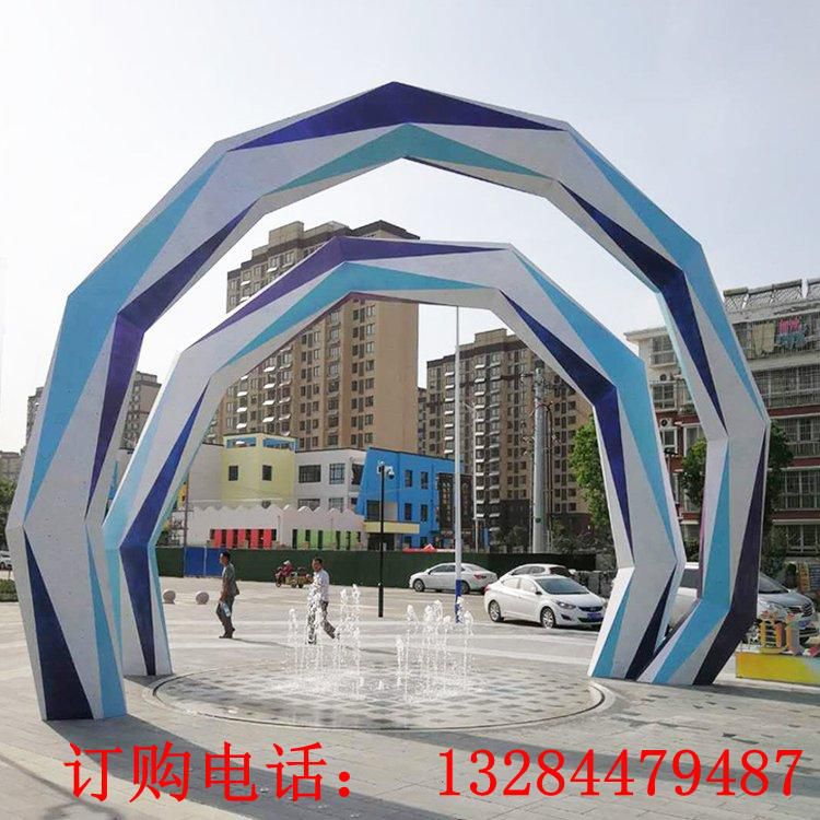 不銹鋼多邊形拱門雕塑