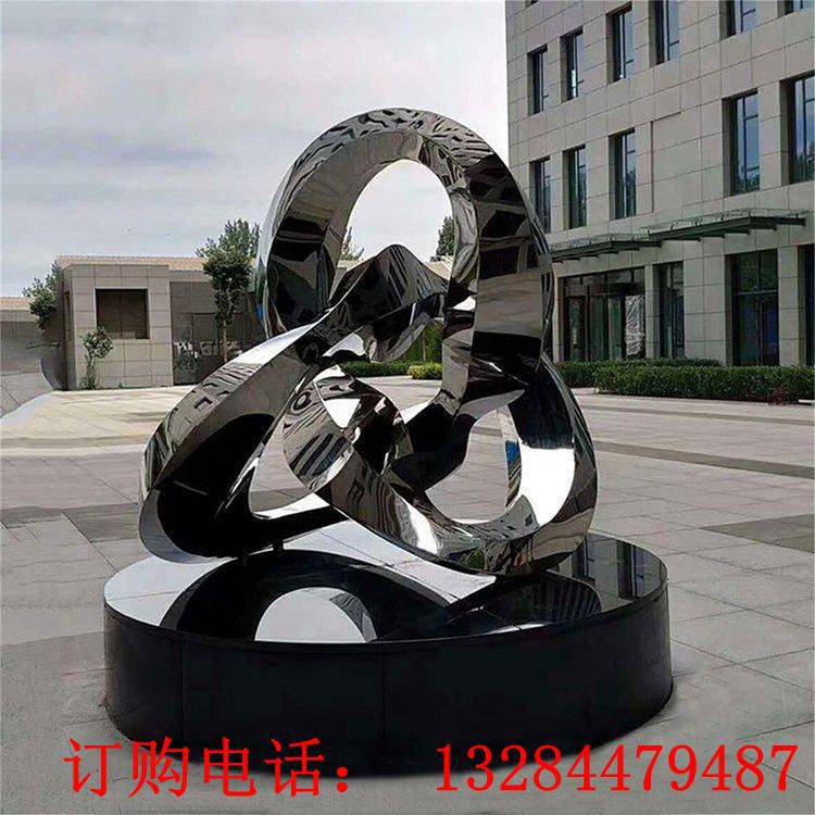 不銹鋼鏡面抽象飄帶雕塑