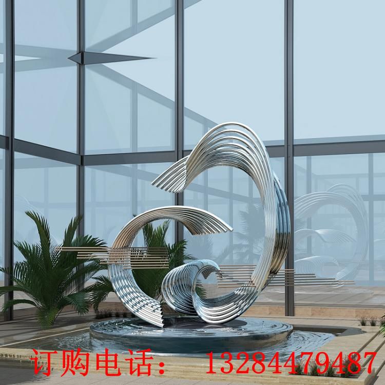 不銹鋼圓管海浪雕塑