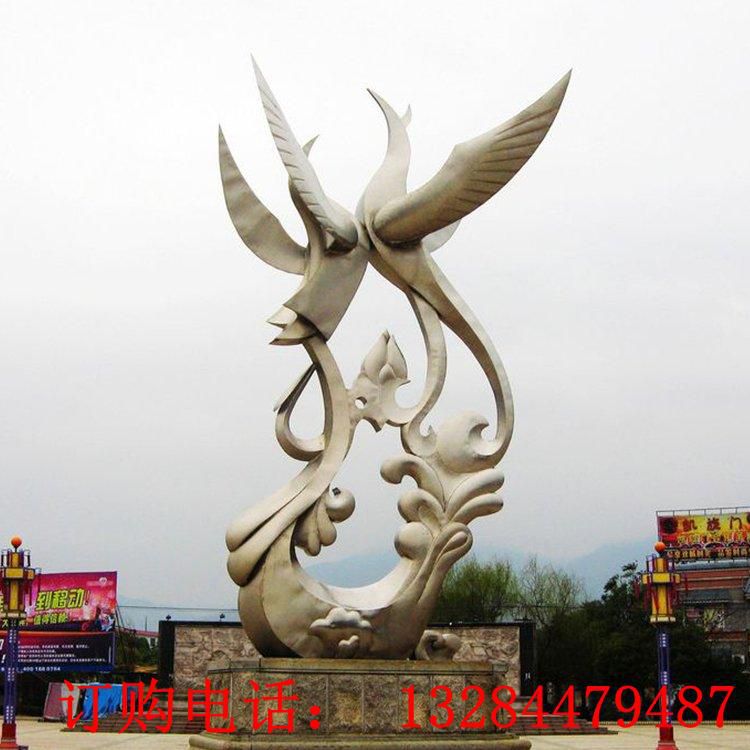 不銹鋼抽象仙鶴雕塑