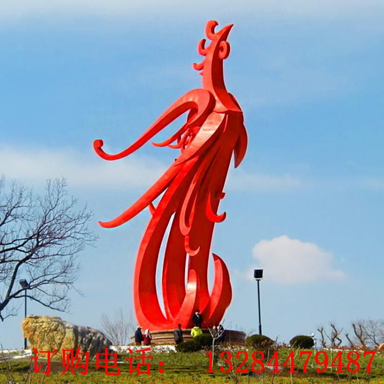 大型不銹鋼抽象鳳凰雕塑