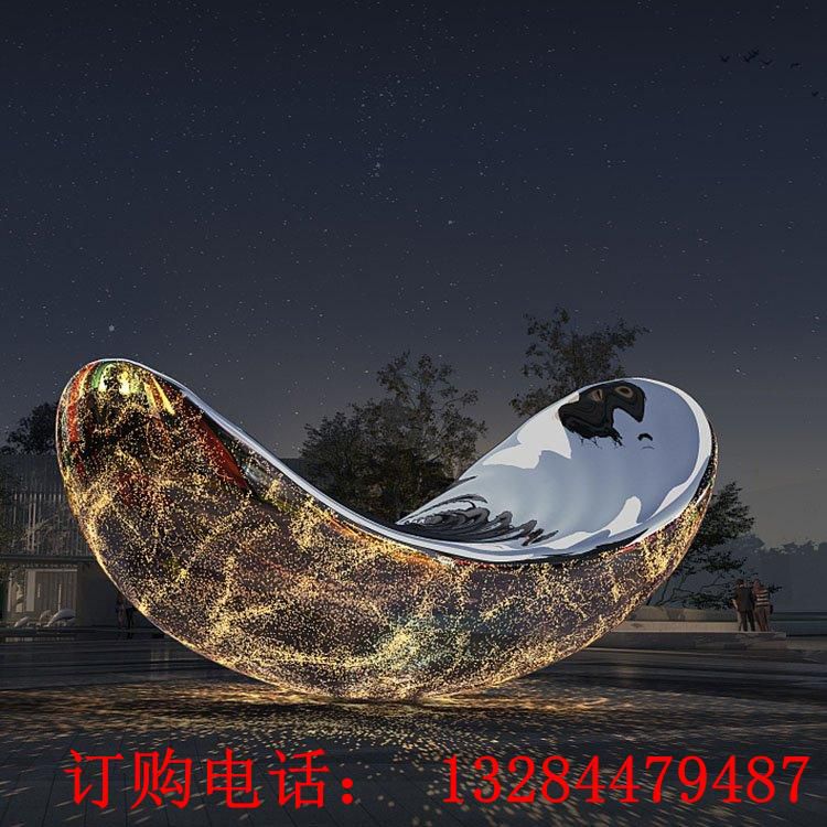 大型不銹鋼發(fā)光圓弧雕塑