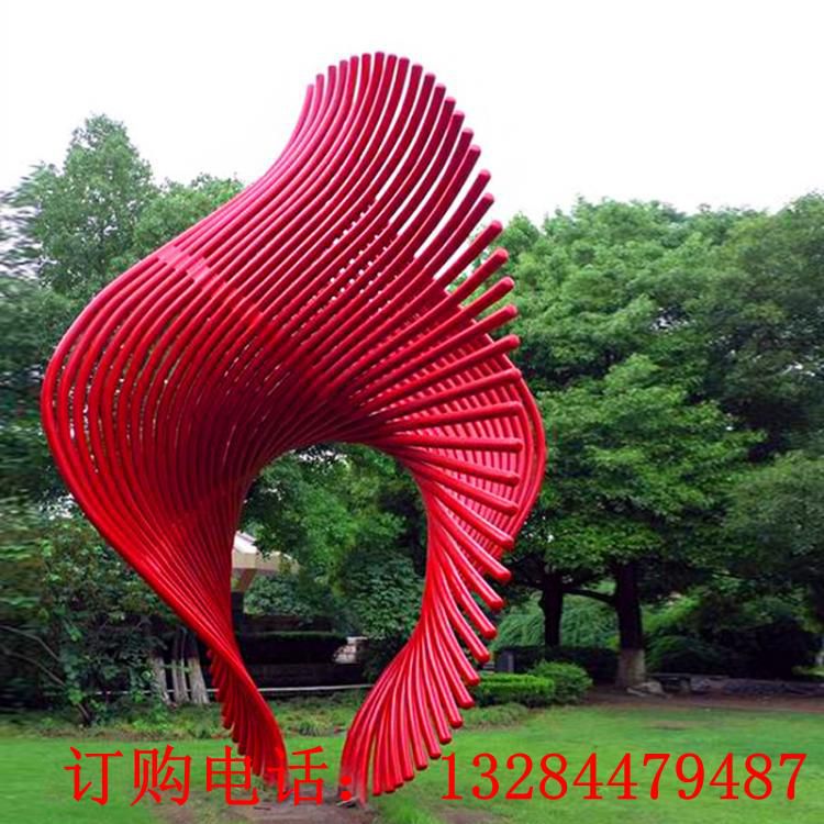 不銹鋼抽象圓管鳳凰雕塑