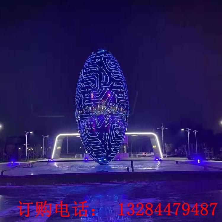 不銹鋼橢圓發(fā)光雕塑