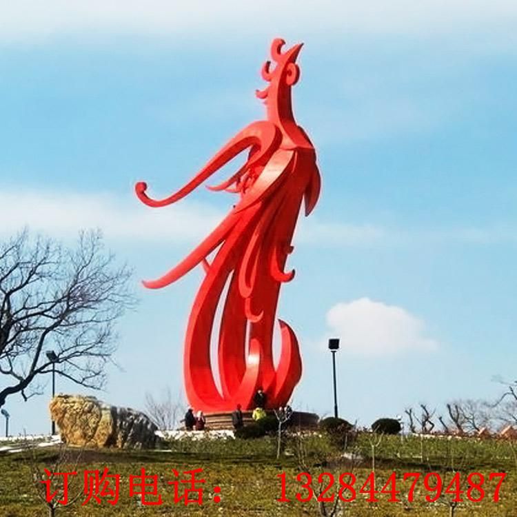 大型不銹鋼鳳凰雕塑