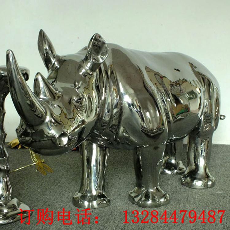 不銹鋼鏡面犀牛雕塑