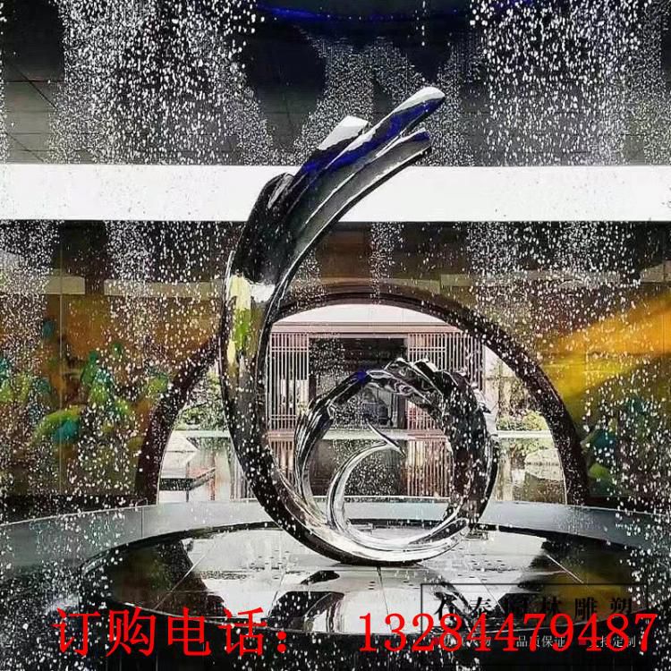不銹鋼抽象鳳凰圓環(huán)雕塑