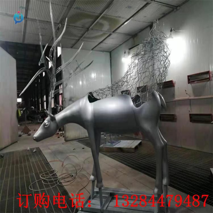 不銹鋼抽象拉絲鹿雕塑