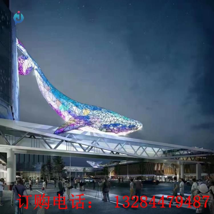 大型不銹鋼發(fā)光鯨魚雕塑