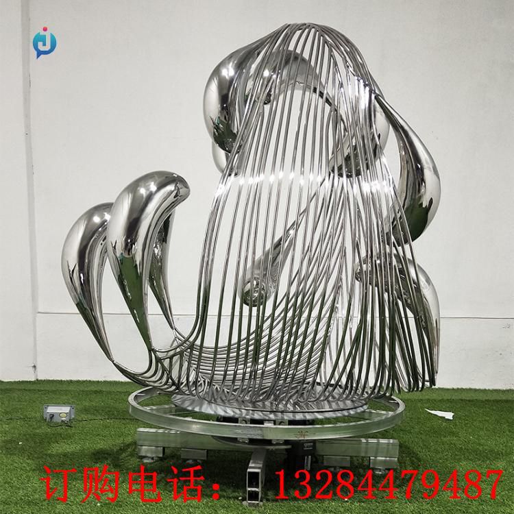 不銹鋼鏡面浪花水景雕塑
