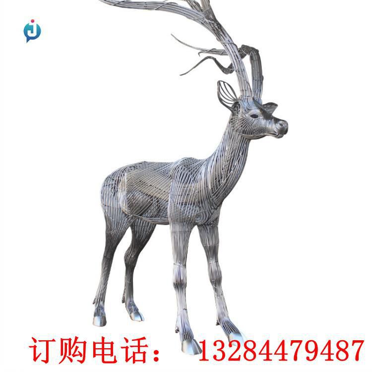不銹鋼編織梅花鹿雕塑