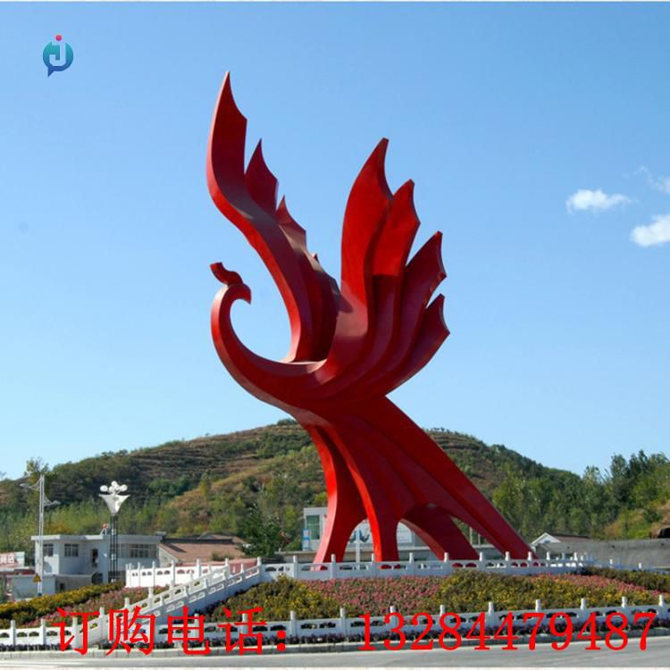 不銹鋼抽象鳳凰城市雕塑