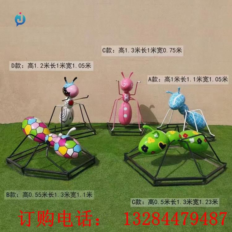 不銹鋼彩繪螞蟻群雕塑