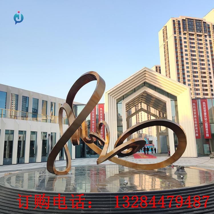 大型不銹鋼抽象飄帶廣場雕塑
