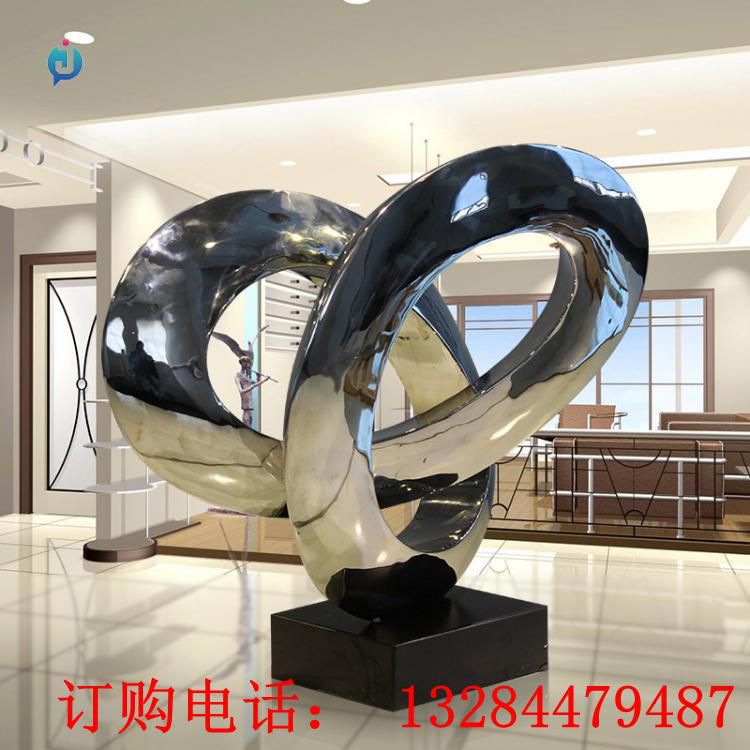 不銹鋼鏡面飄帶售樓部雕塑