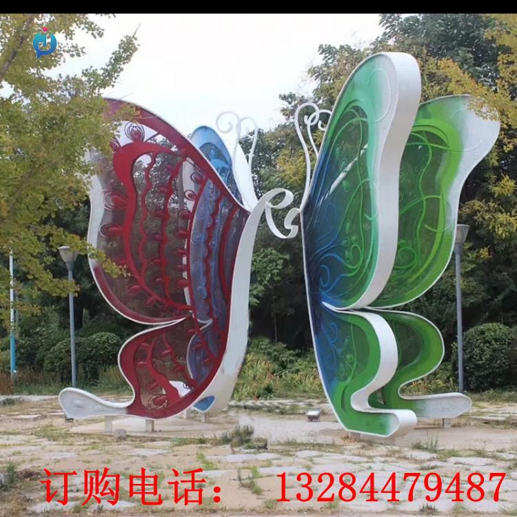 大型不銹鋼彩繪蝴蝶公園雕塑