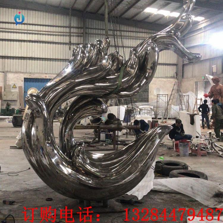 不銹鋼鏡面海浪雕塑