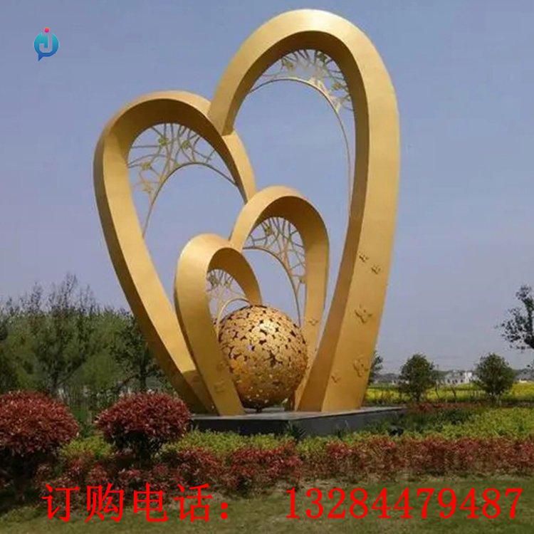 不銹鋼金色圓球雕塑