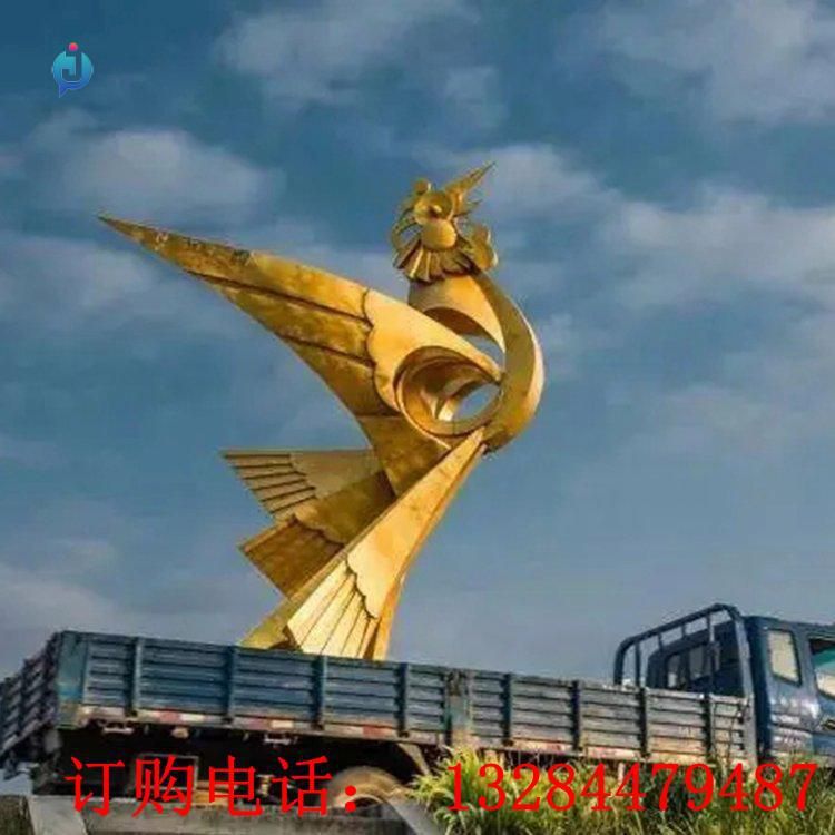 大型不銹鋼抽象公雞雕塑