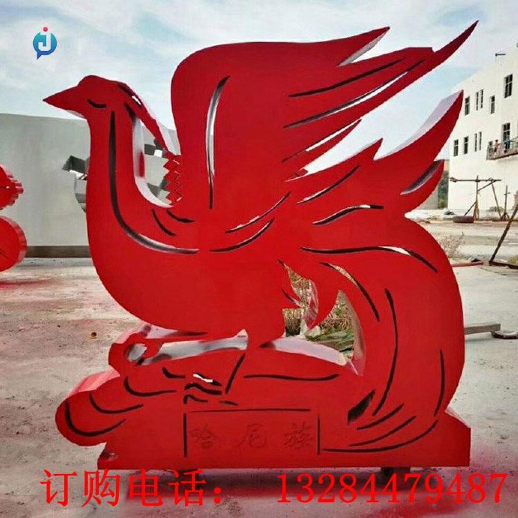 不銹鋼剪影鳳凰雕塑