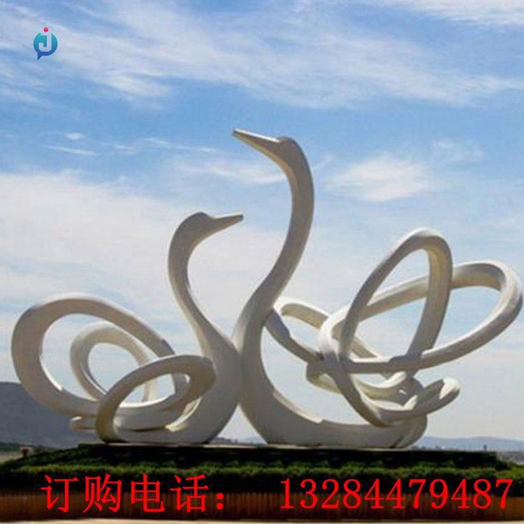 大型不銹鋼抽象天鵝雕塑