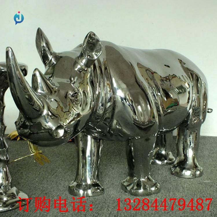 不銹鋼鏡面犀牛雕塑