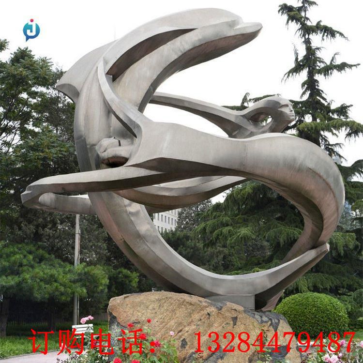 不銹鋼鏡面海豚雕塑