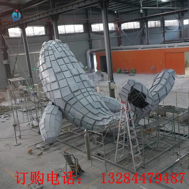 不銹鋼幾何鯨魚雕塑