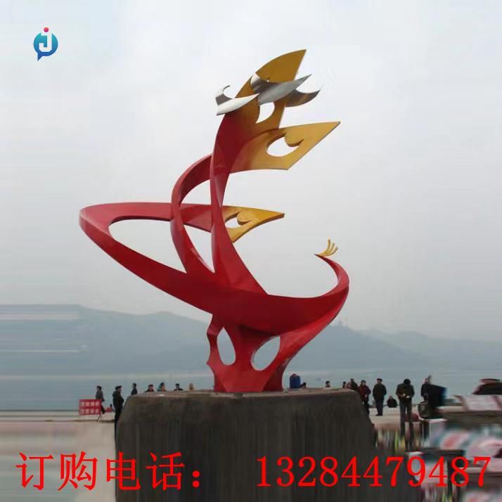 大型不銹鋼抽象鳳凰雕塑