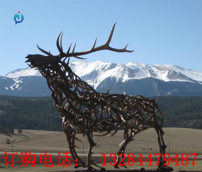 不銹鋼鏤空藝術(shù)鹿雕塑