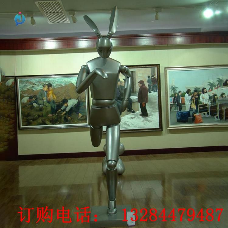 不銹鋼擬人兔子雕塑
