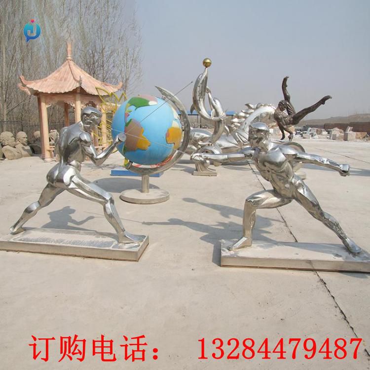 不銹鋼人物擊劍雕塑