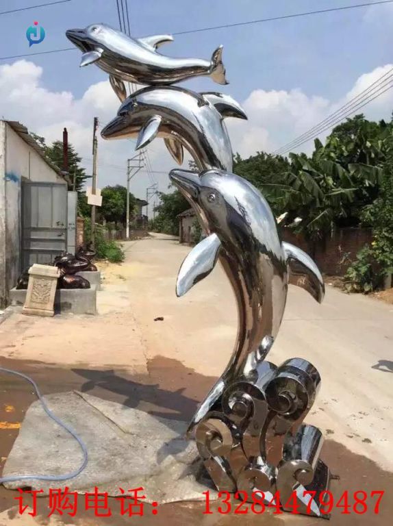不銹鋼海豚雕塑