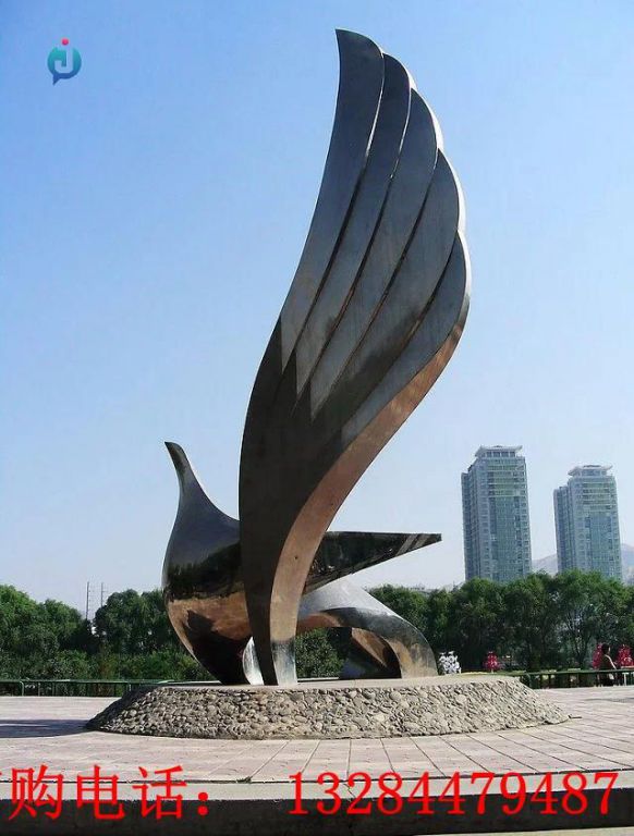 大型不銹鋼抽象鴿子雕塑