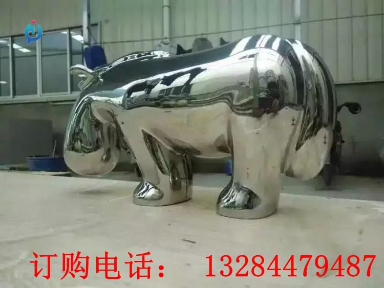 不銹鋼鏡面河馬雕塑