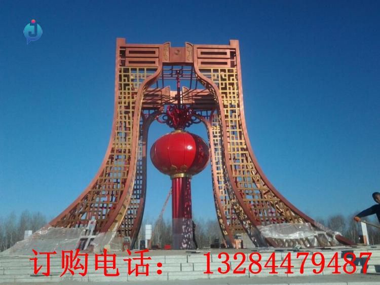 大型不銹鋼紅燈籠雕塑