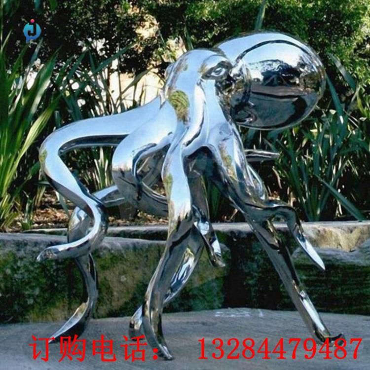 不銹鋼鏡面章魚雕塑