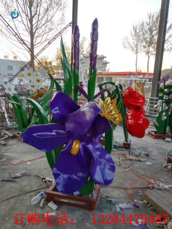 不銹鋼彩繪紫荊花雕塑