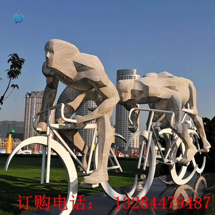 不銹鋼騎車(chē)人物雕塑
